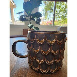 2015 Starbucks Scalloped Brown Gold Metallic Scales Coffee Cup Tea Mug 10oz